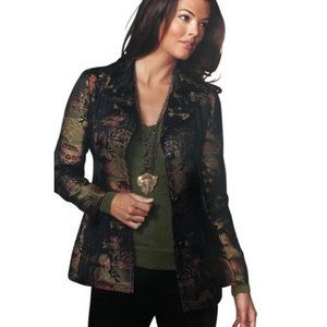 CAbi Vintage Asian Inspired Chinoiserie Blazer